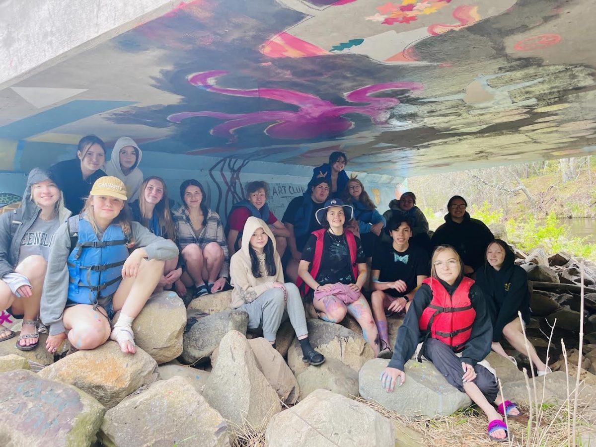 Art Club under a bridge at the Namekagon River.